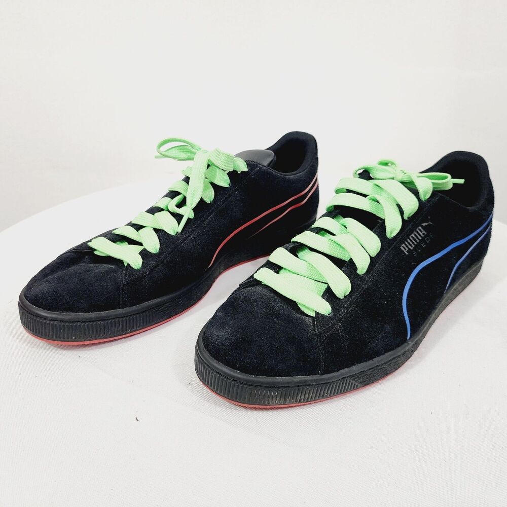 PUMA Suede Hypnotic Sneakers 382318-01 Black/Lapis Blue/Red Skateboard Mens 12